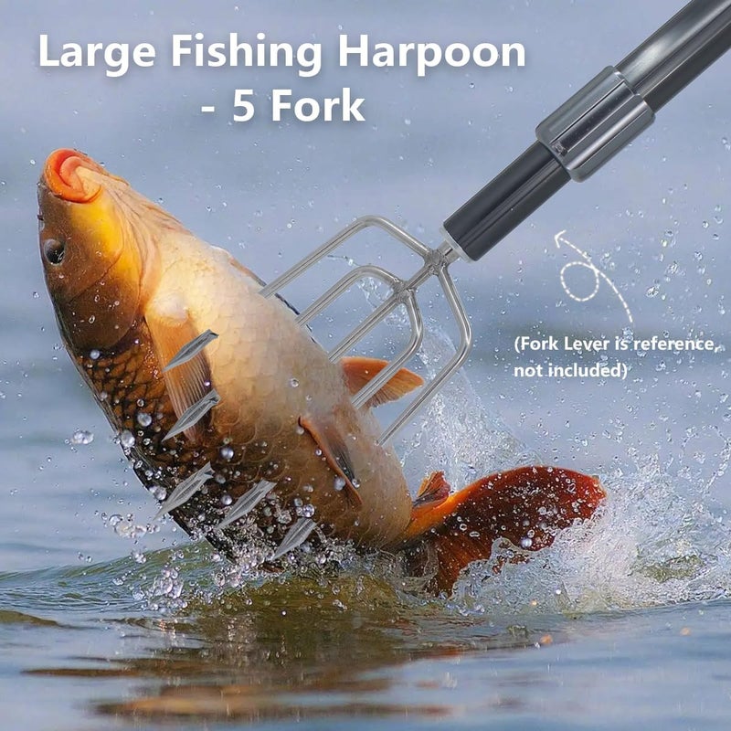 Dutiplus Large Fishing Harpoon 1~11 Prong Barded Stainless Steel Hunting Fish Gig Gaff Fork Hook with 8mm Screw for Catching Big Fish Mole Big Bullfrog - Image 2